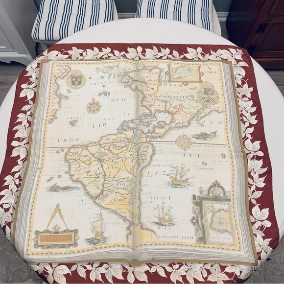 Lovely Christian Dior Vintage Silk Scarf Book of Maps Old World - Picture 10 of 10